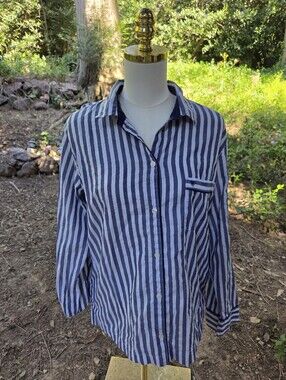 Victorias‎ Secret Blue And White Striped Loungewear Top Size Medium